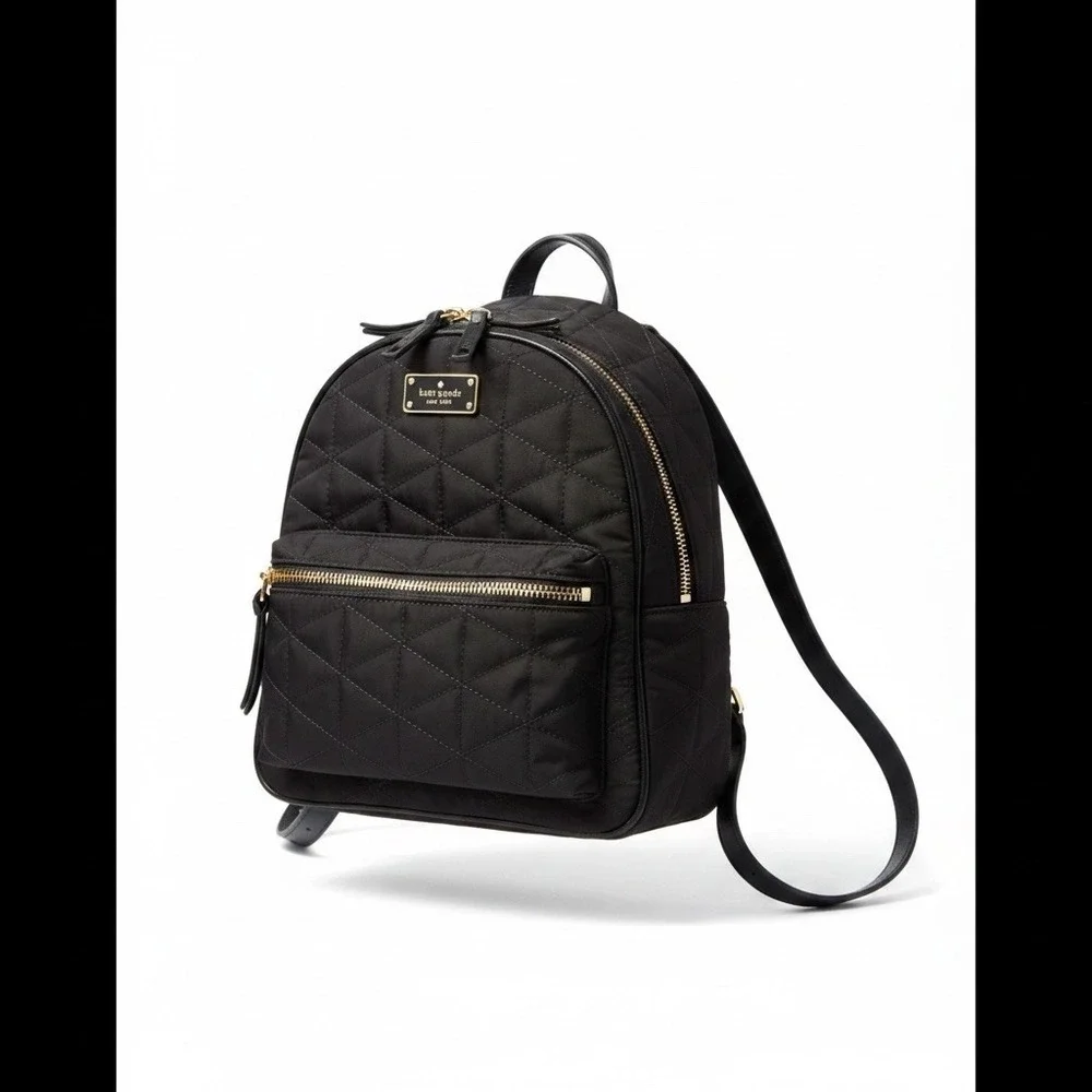 Kate Spade Black Nylon Wilson Road Quilted Small Black Backpack